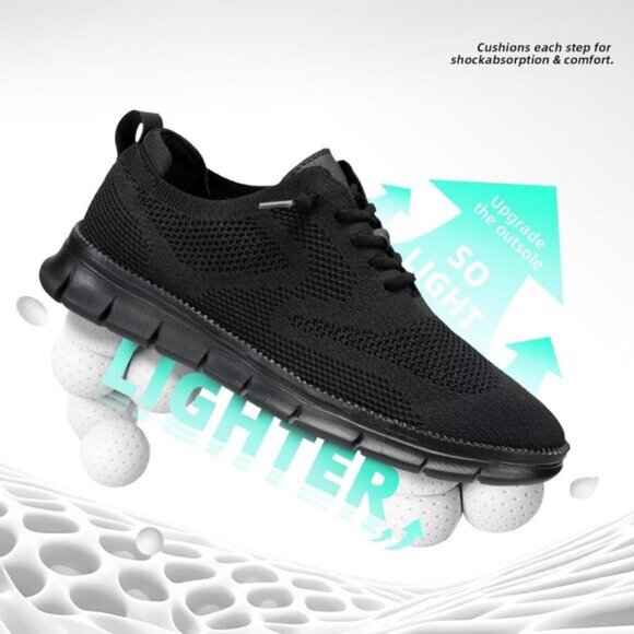 ⚡Men's 2 Black Mesh Casual Walking Business Oxfords Work Lightweight Sneakers - Picture 2 of 7
